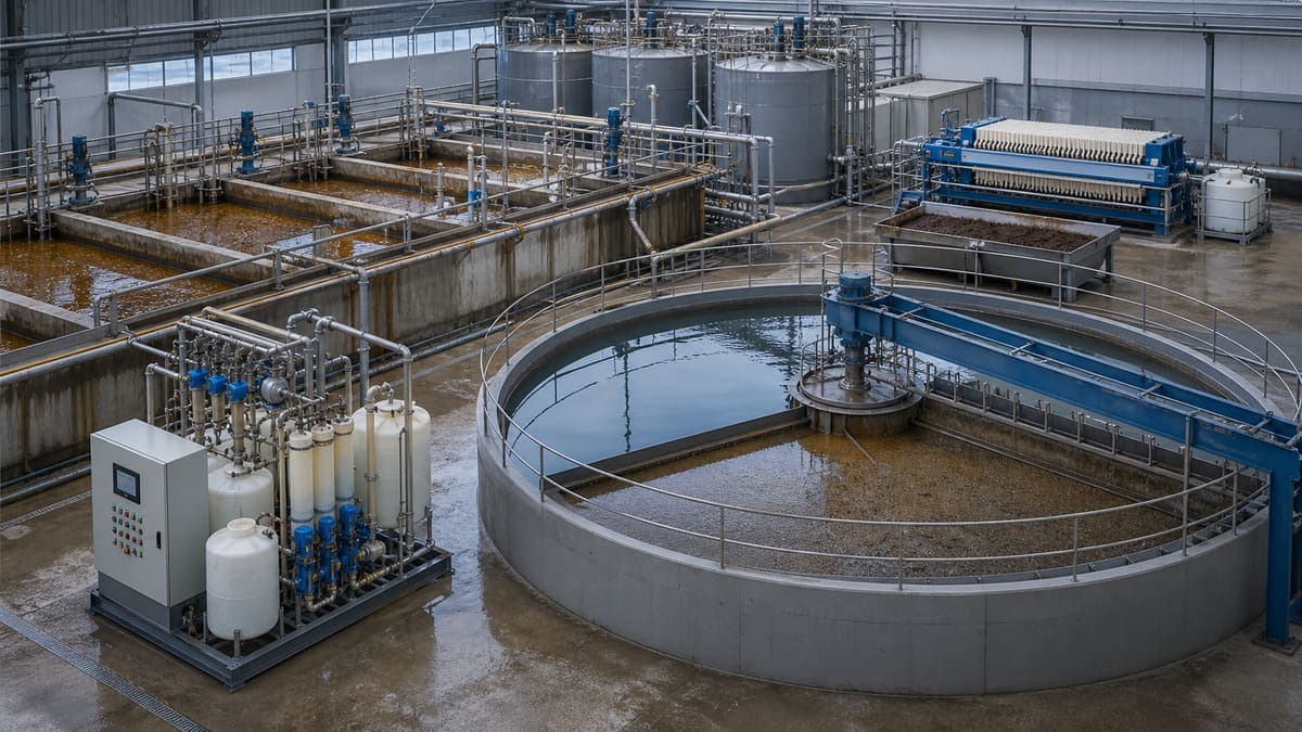 Heavy metal precipitation and capture: Ni, Cr, Cu, Pb to discharge limits water treatment solution illustration