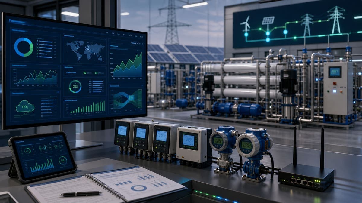 Carbon Footprint Tracking: defensible energy and chemical intensity for ESG reporting water treatment solution illustration