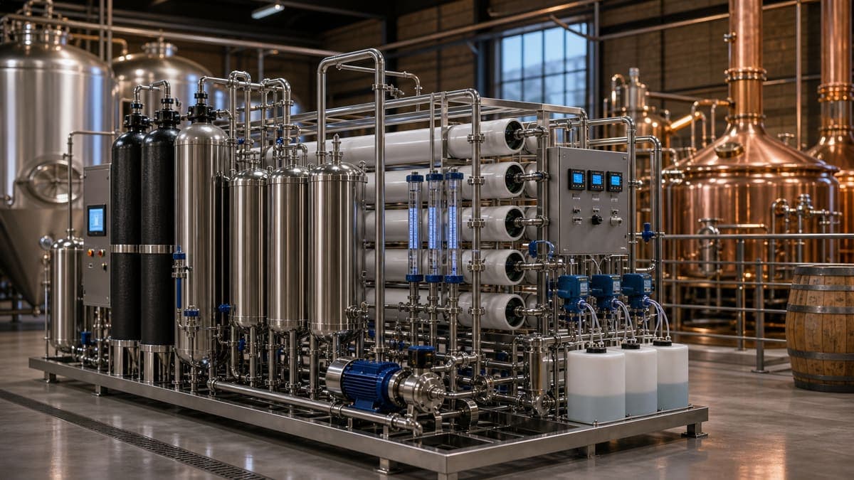 Brewing & distillery water: mineral balance and hardness control water treatment solution illustration