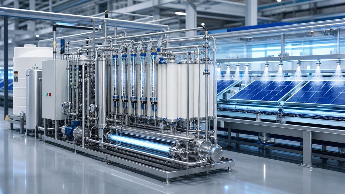 Display & photovoltaic panel cleaning water: high flow, low particle burden water treatment solution illustration