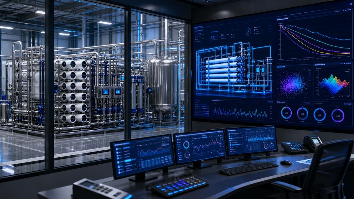 Digital Twin for RO Optimization: simulating 30-day performance decay under scenario stress water treatment solution illustration
