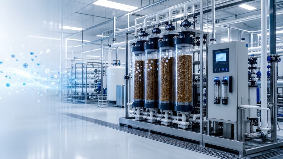 Selective boron removal resin columns for semiconductor ultrapure water
