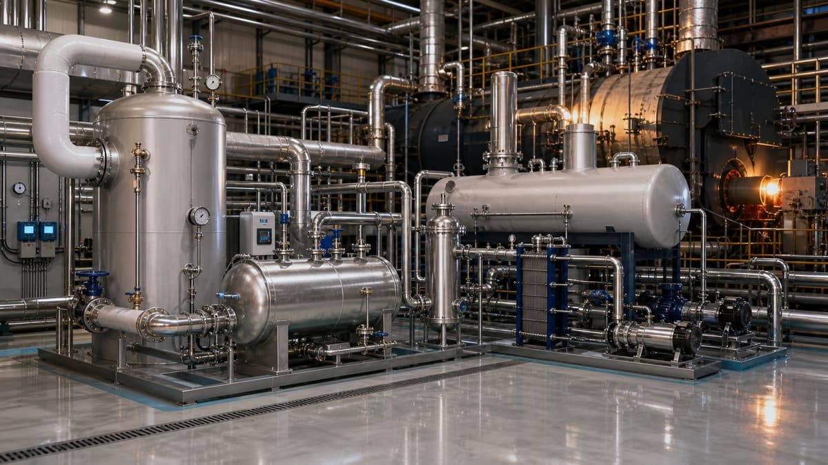 Condensate Water Recovery: high-purity thermal water back to boiler makeup water treatment solution illustration