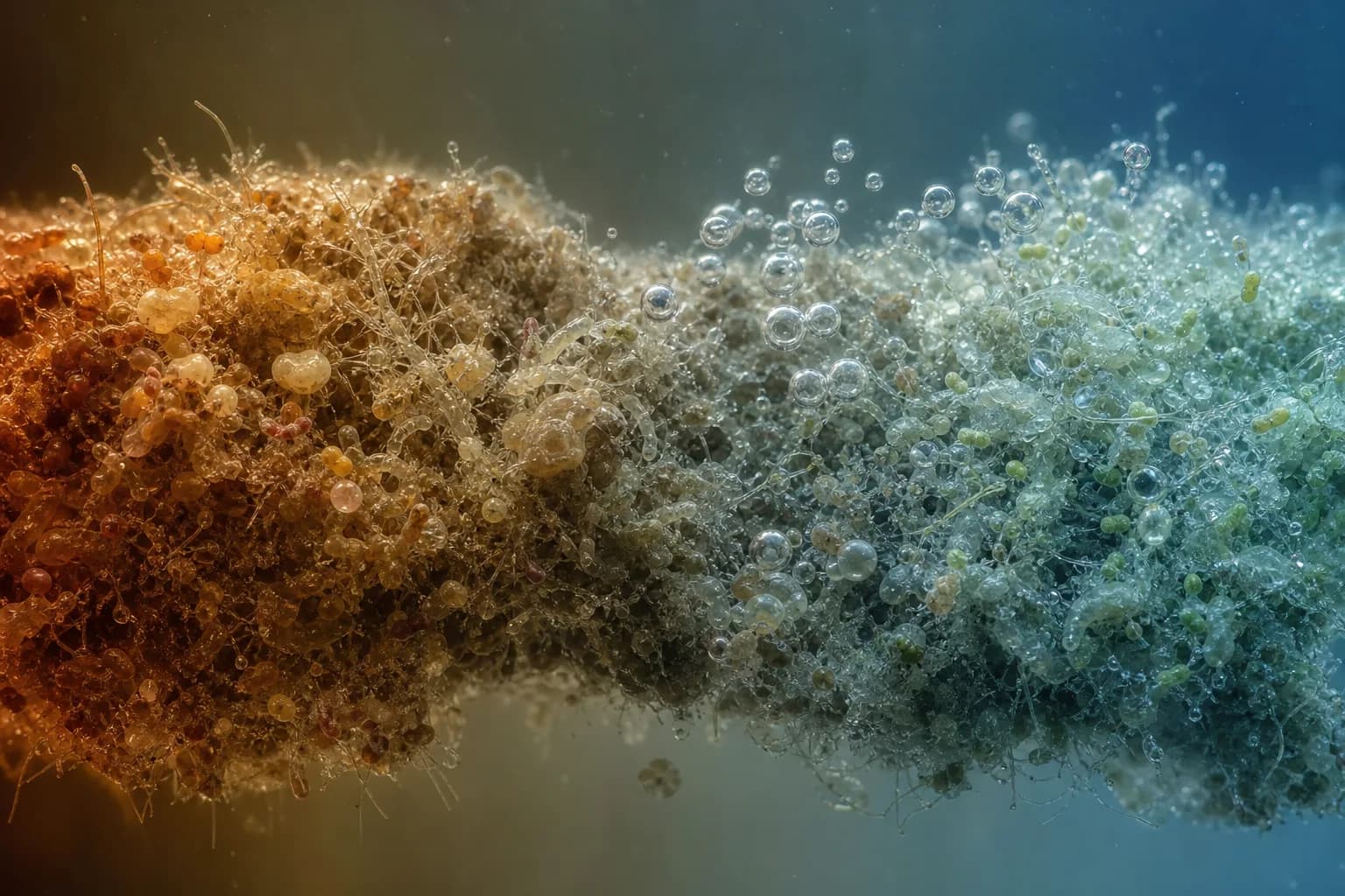 One mixed community changes tasks across three environments：Anaerobic PAO storage/release、Anoxic denitrifiers、Aerobic heterotrophs/nitrifiers、Aerobic P uptake and oxygen transfer