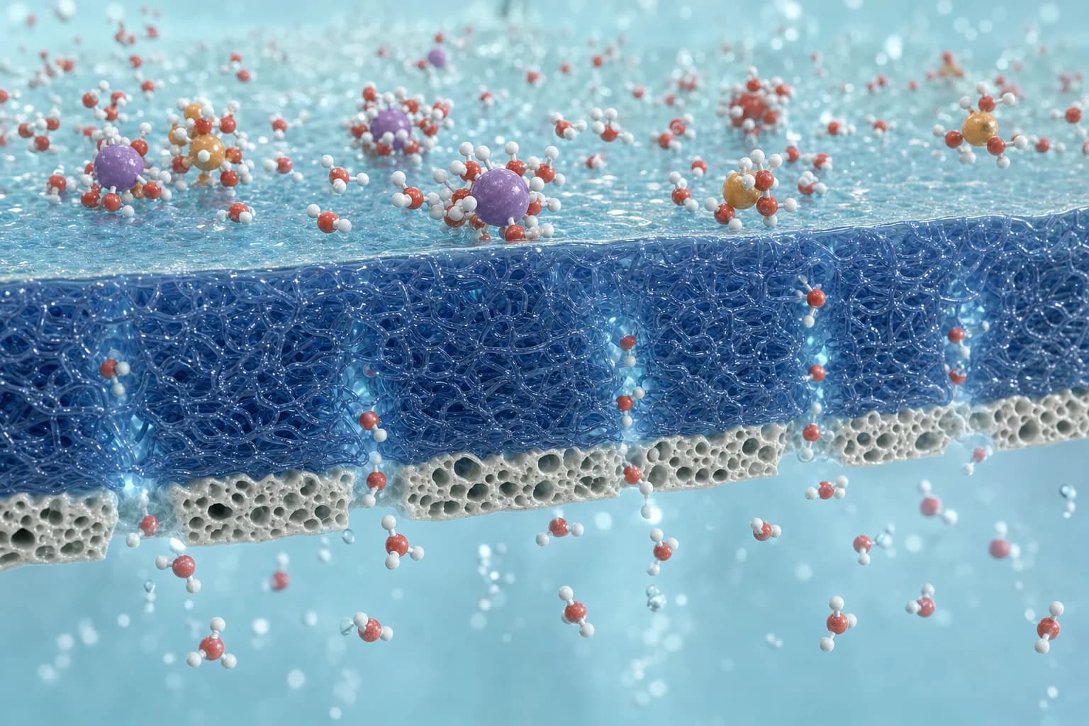 Zoom into the membrane: why can water pass while most salt remains?