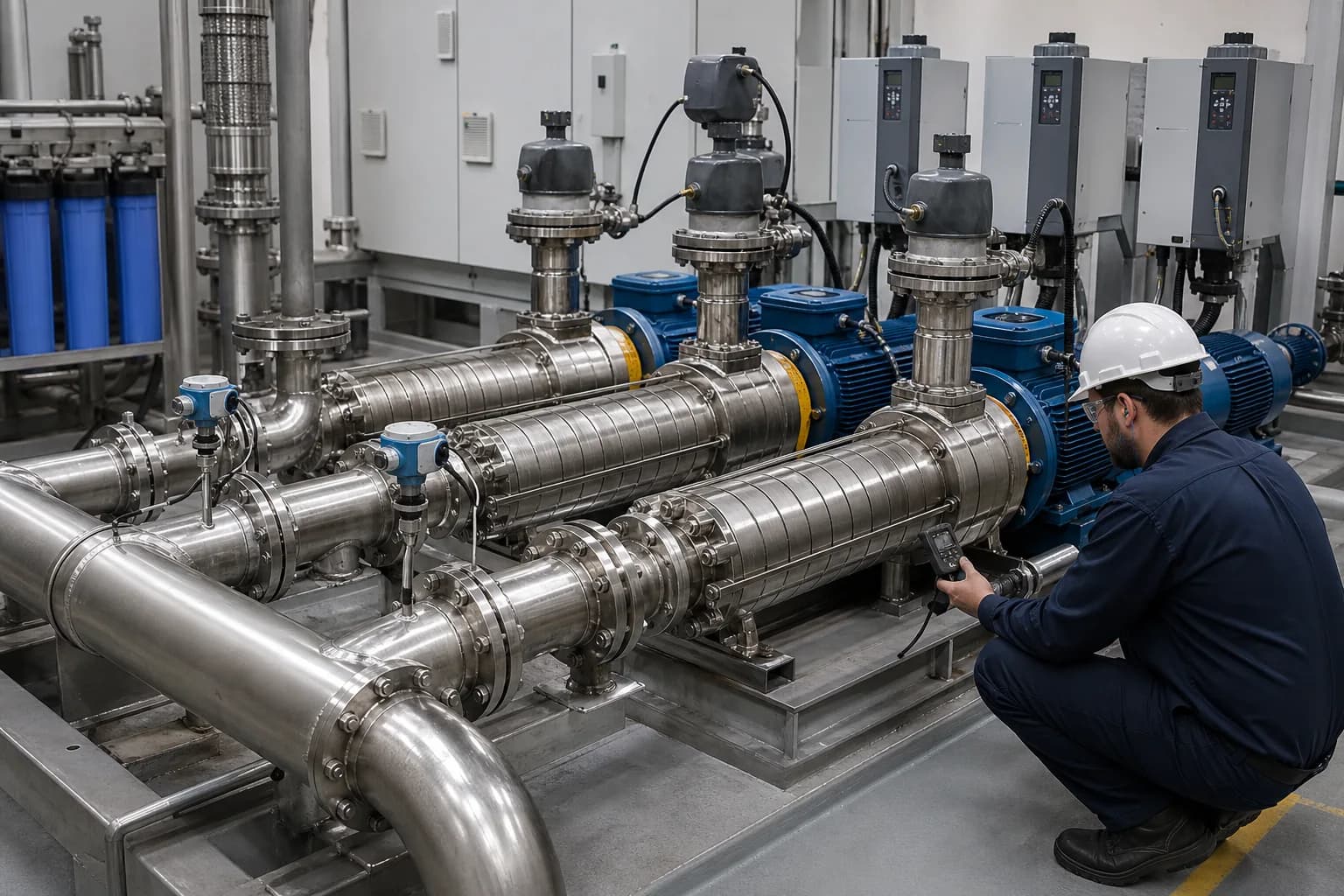 How does a multistage centrifugal pump build pressure stage by stage?