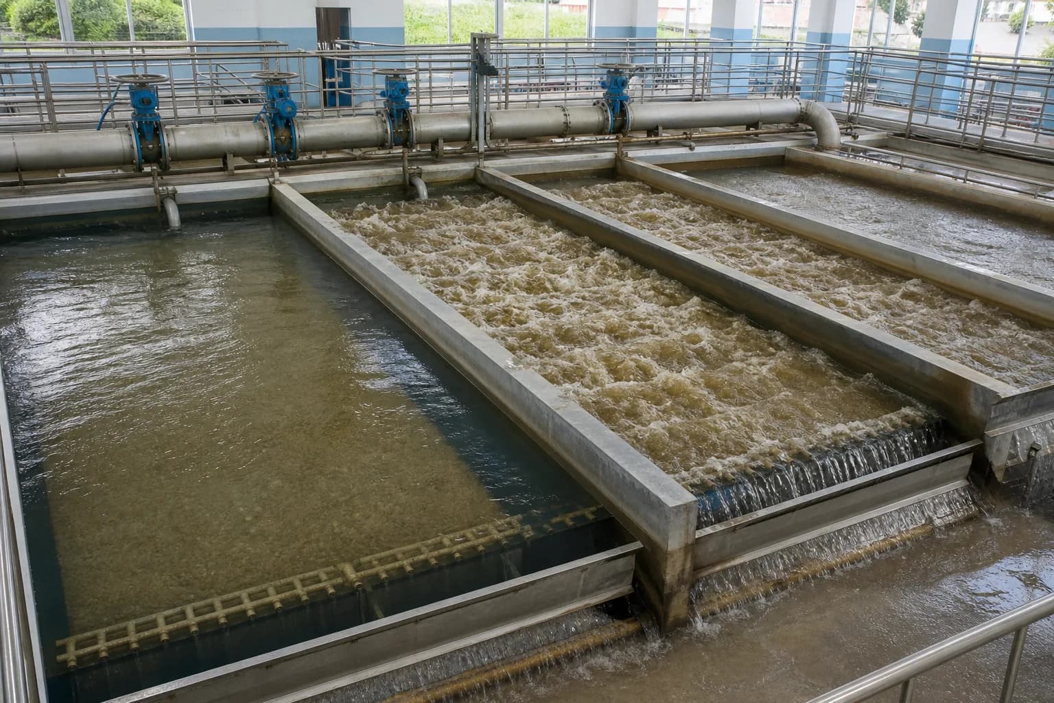 How does a sand filter capture particles and backwash itself?