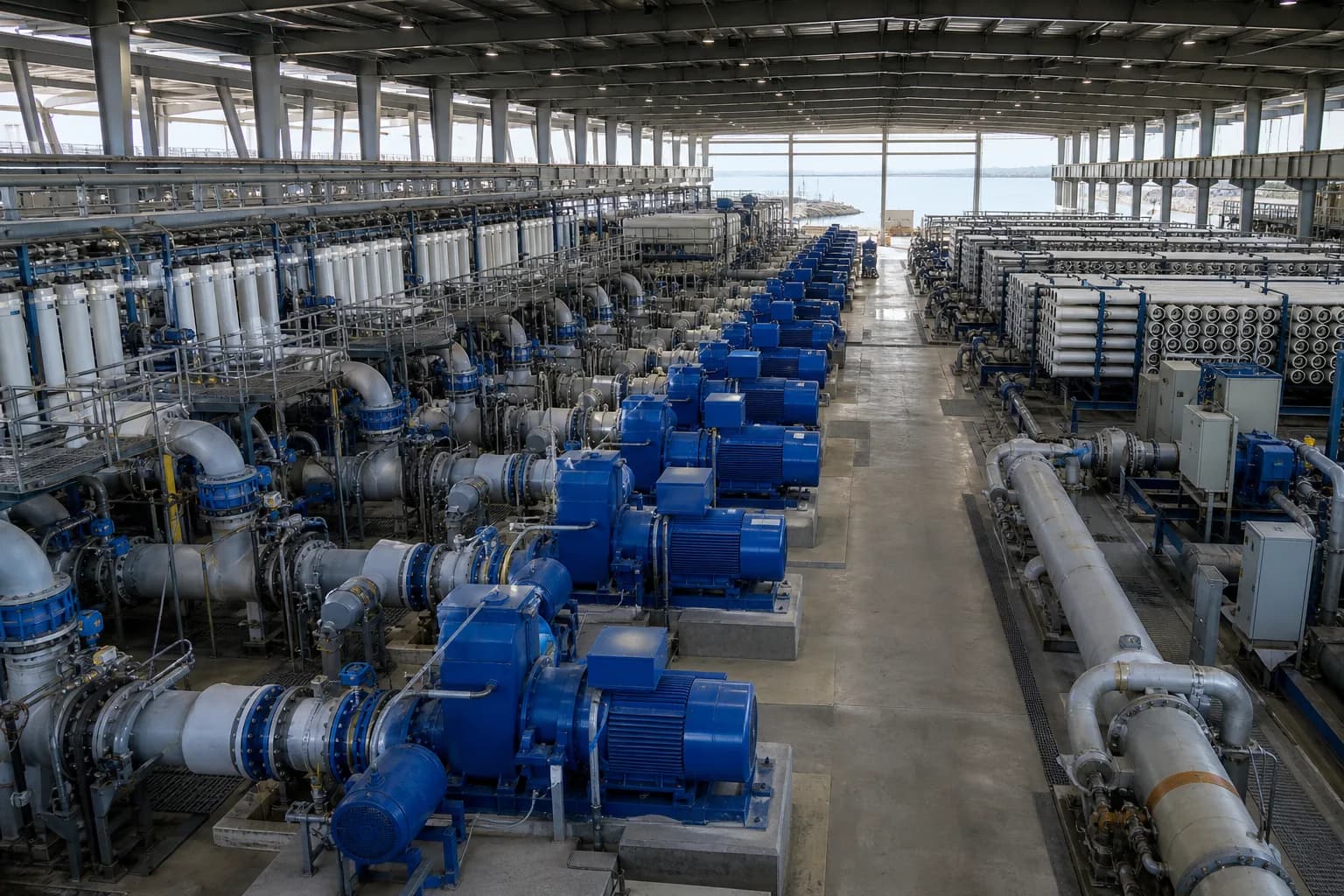 Where does a seawater desalination system use most of its energy?