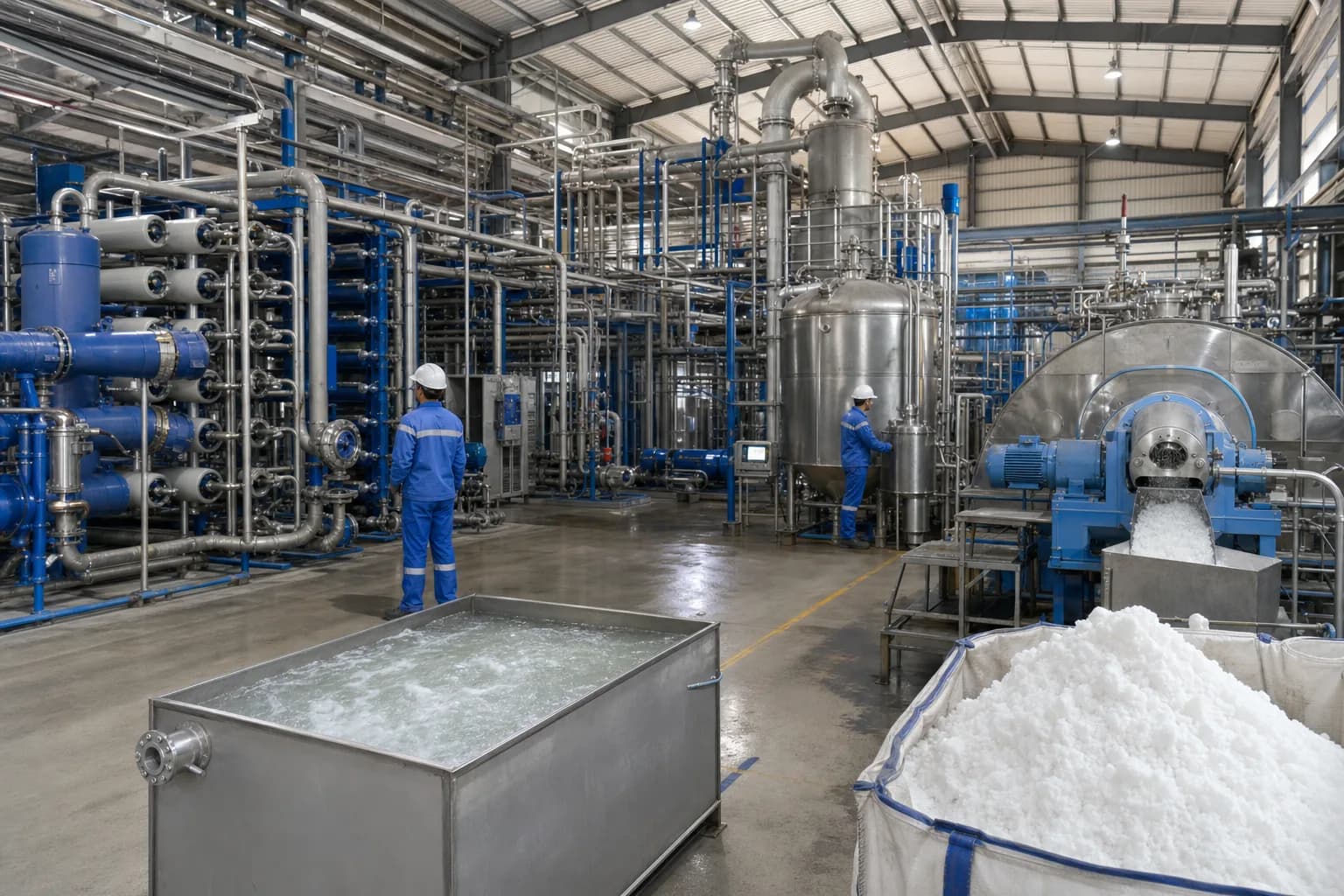 How does a ZLD system progress from membrane concentration to crystallization?