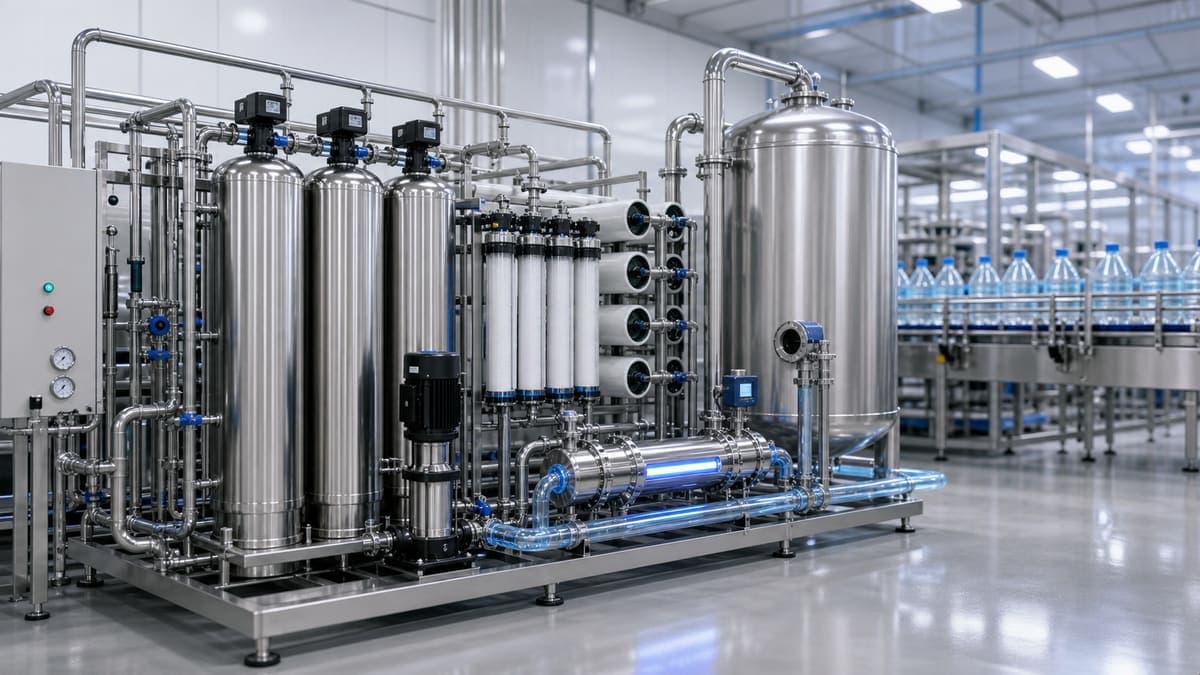 Beverage & bottled water: taste, chlorine removal, and micro barriers water treatment solution illustration