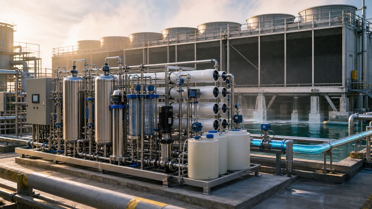 Cooling tower blowdown recovery: cut makeup and chemical load water treatment solution illustration