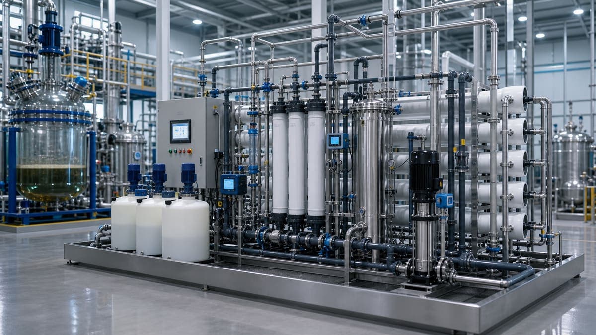 Fine chemical plants: corrosion-safe, stable process water water treatment solution illustration