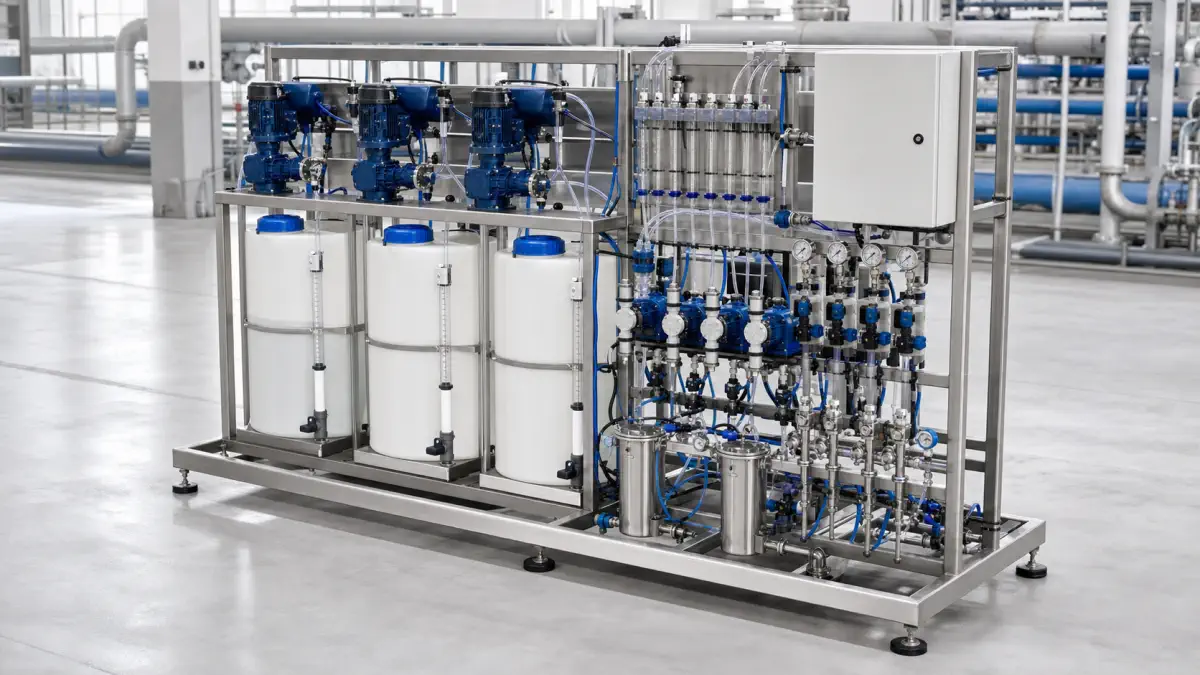 Packaged chemical-dosing skid for scale and corrosion control