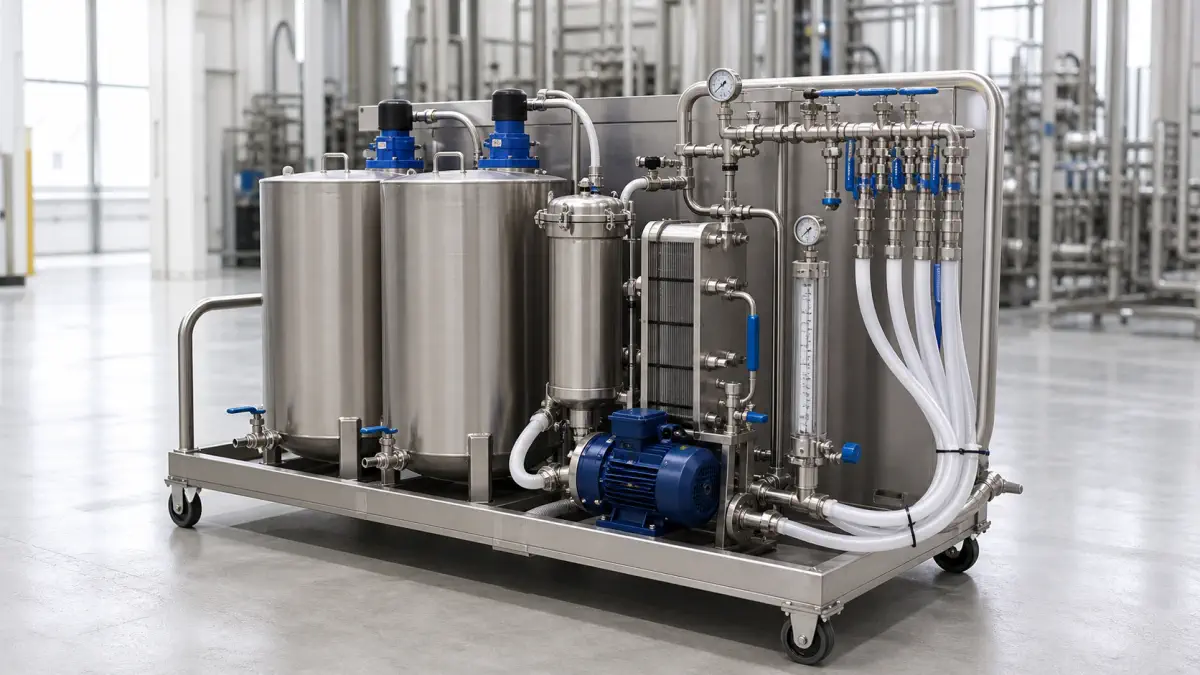 Packaged clean-in-place skid for RO and UF membrane systems