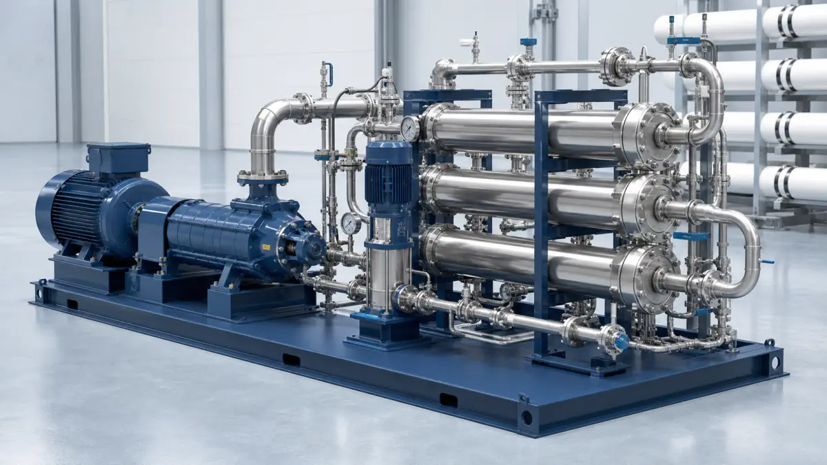SWRO high-pressure pump and isobaric energy-recovery assembly