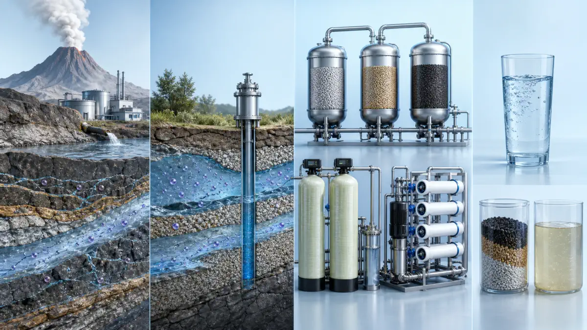 Fluoride journey from geological and industrial sources through groundwater to adsorption, ion exchange and RO treatment